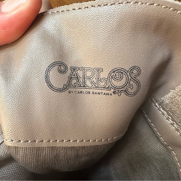 Women’s Size 7‎ Taupe Suede Carlos Santana Knee Boots Fringe - Picture 8 of 9